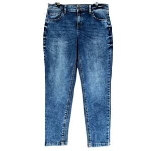 Justice Jeans Girls Size 14 Plus Blue Mid Rise Whiskered Stone Medium Wash Denim